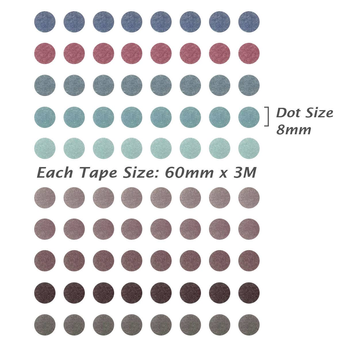Wrapables Colorful Dots Washi Tape Set - Mauve & Pink