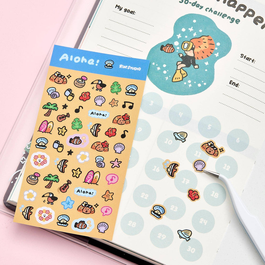 Mini Stickers - Coffee/Flower/Aloha/Halloween/Social Media/Dream/Childhood - RiN! Studio: Aloha