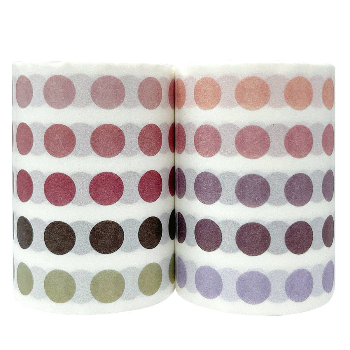 Wrapables Colorful Dots Washi Tape Set - Mauve & Pink