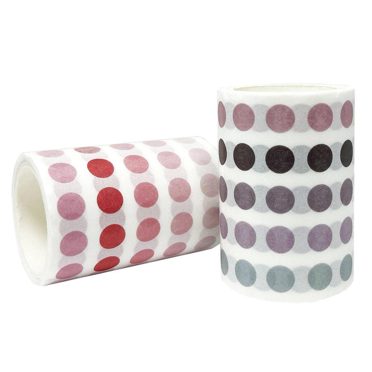 Wrapables Colorful Dots Washi Tape Set - Mauve & Pink
