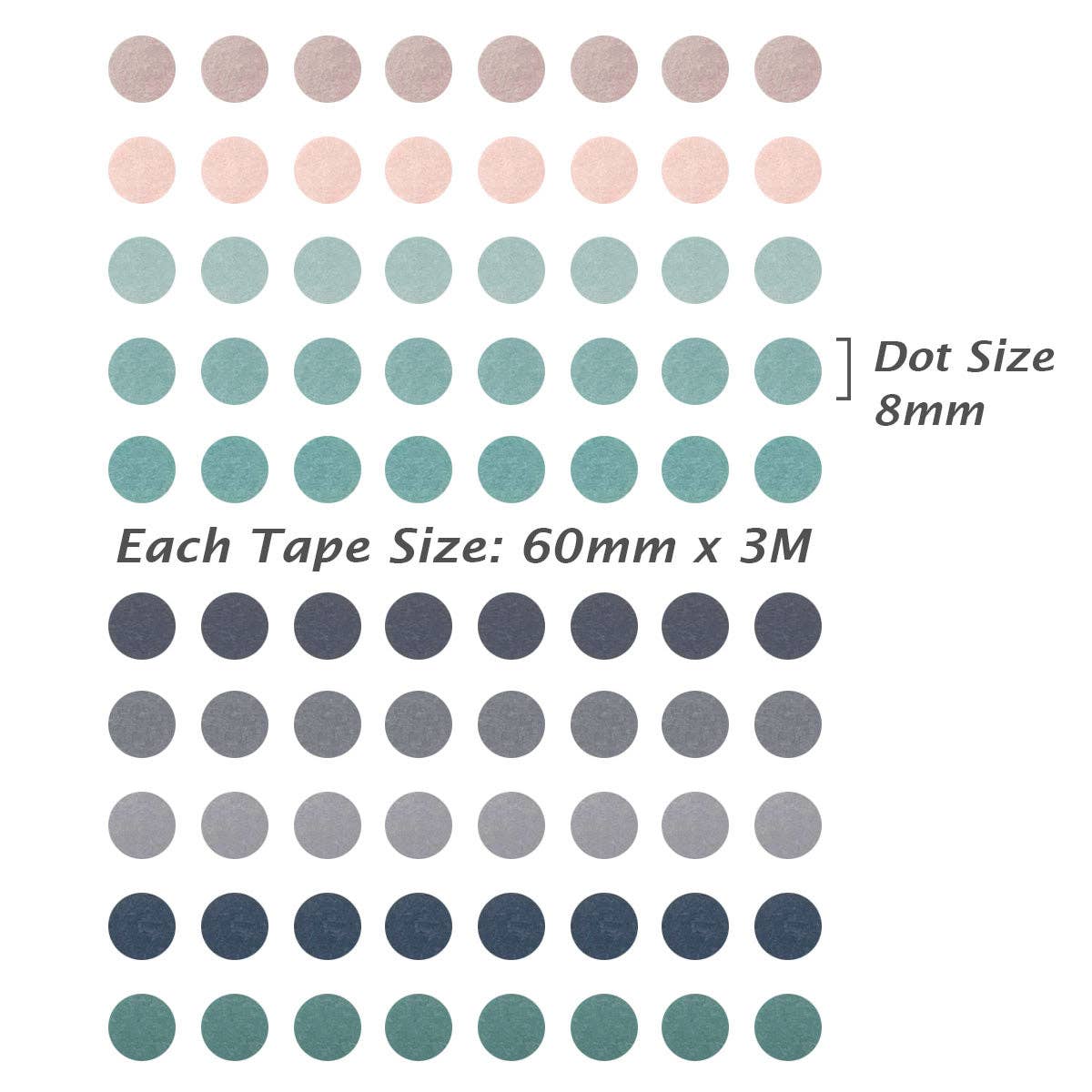 Wrapables Colorful Dots Washi Tape Set - Mauve & Pink