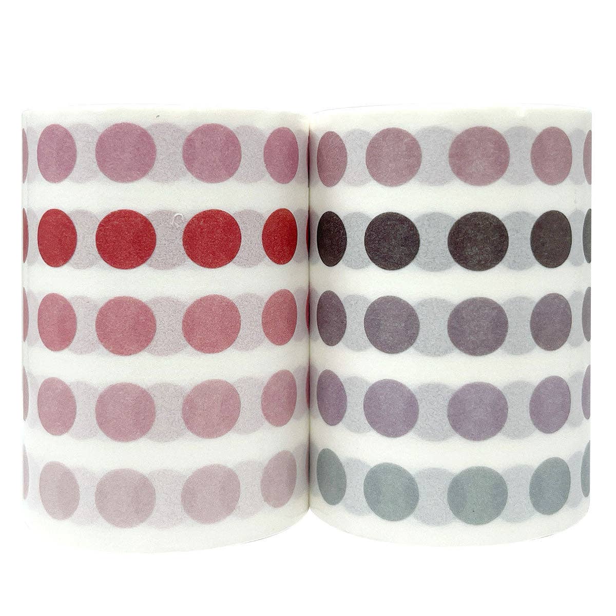 Wrapables Colorful Dots Washi Tape Set - Mauve & Pink