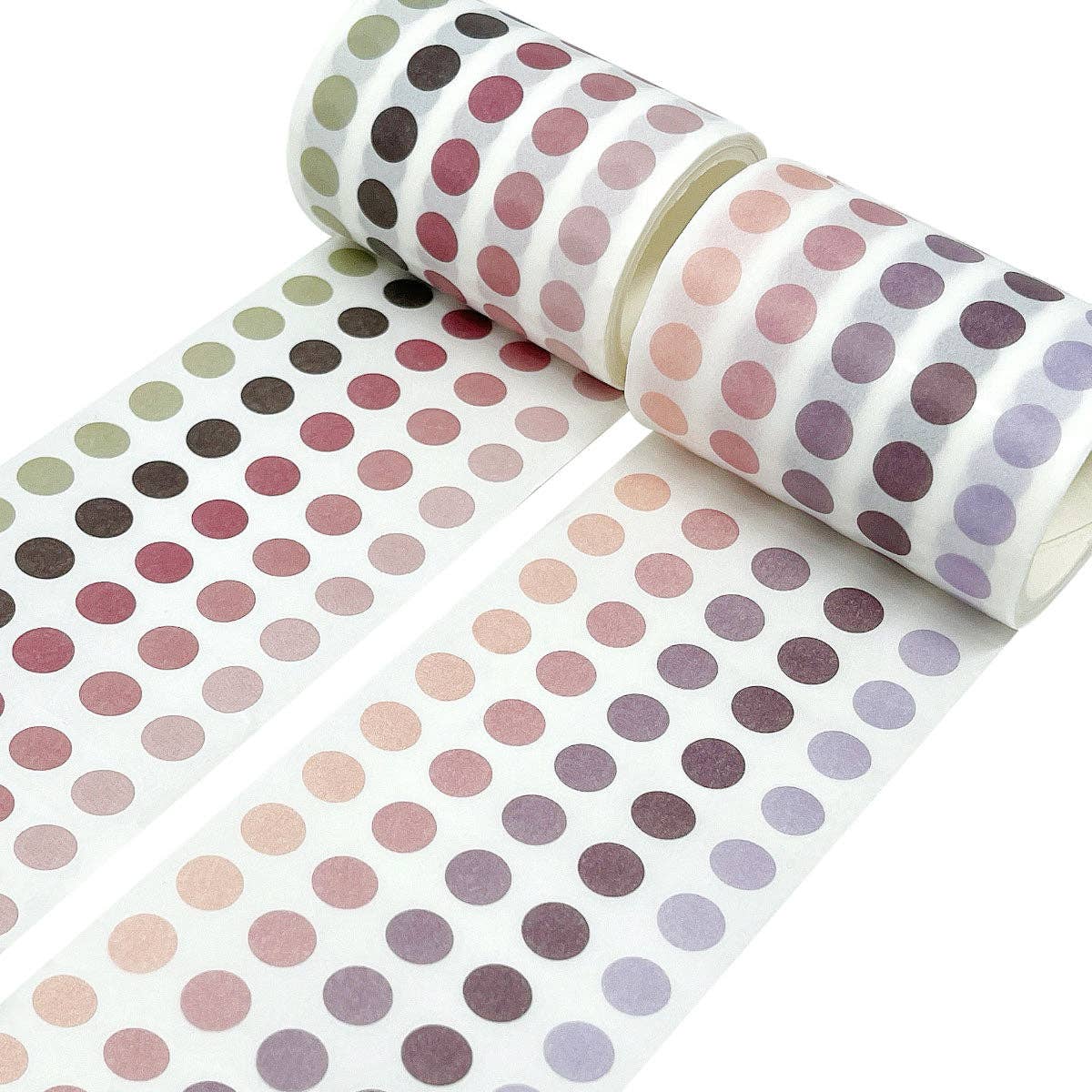 Wrapables Colorful Dots Washi Tape Set - Mauve & Pink