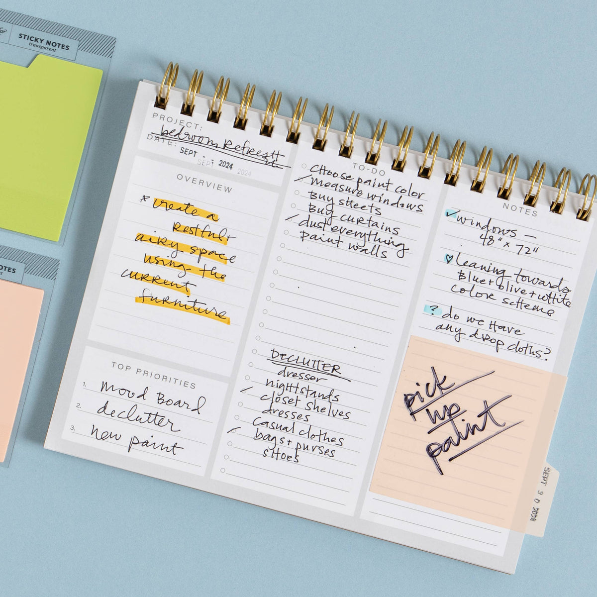 Pink Tabbed Transparent Sticky Notes | 30 Sheets