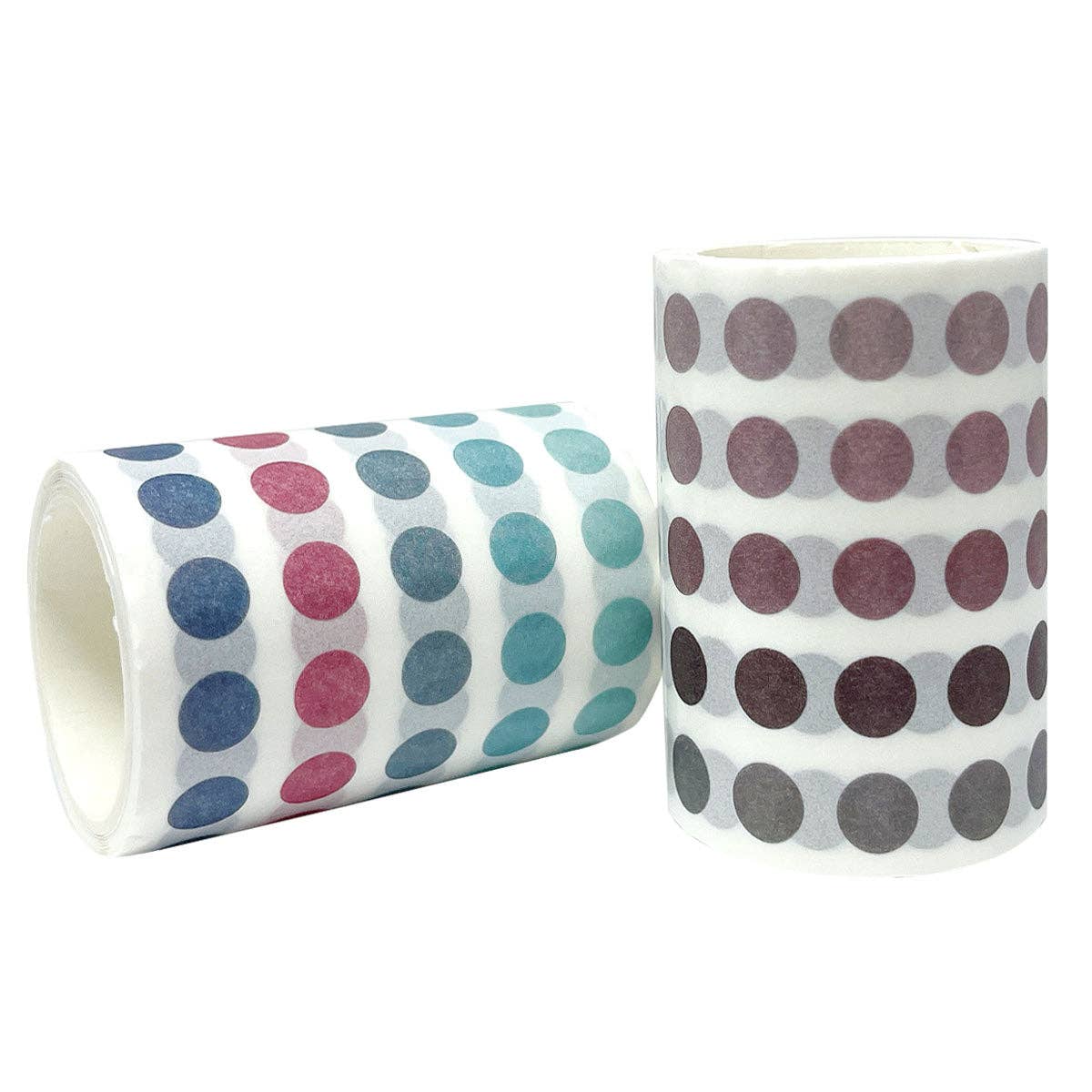 Wrapables Colorful Dots Washi Tape Set - Mauve & Pink