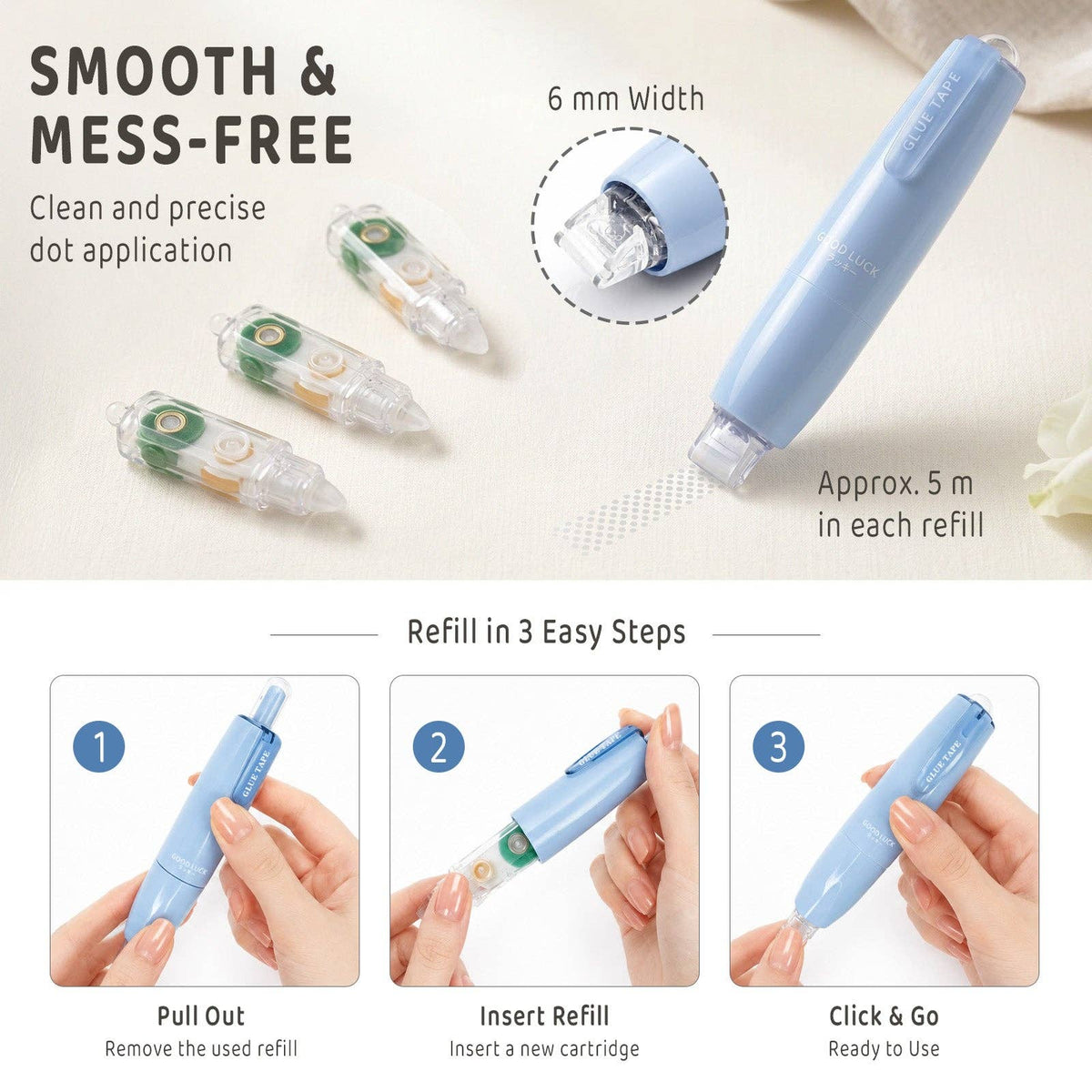Wrapables Retractable Glue Tape Pen w/ refill