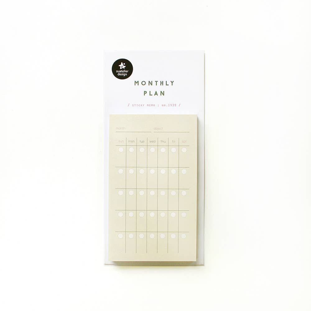 Suatelier Monthly Plan Sticky Memo – No. 1939