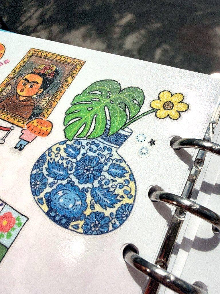 Flower World Glitter Foil Die-Cut Washi Tape | RIN! Studio