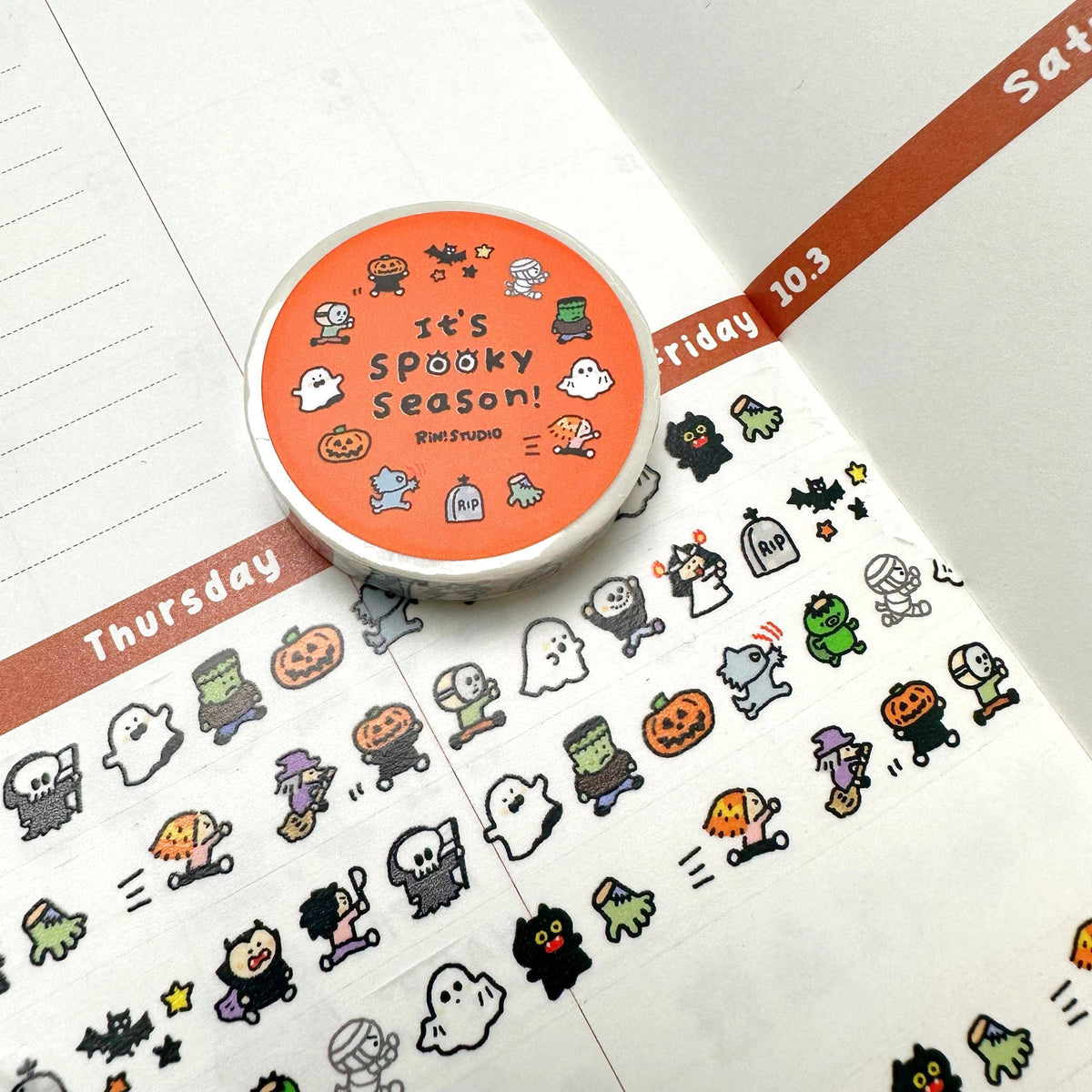 Hollaween mini Washi Tape - spooky season horror character RiN! Studio: Halloween