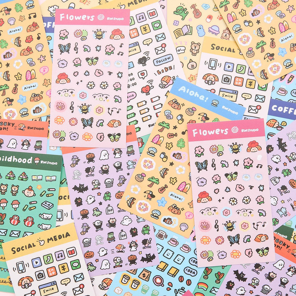 Mini Stickers - Coffee/Flower/Aloha/Halloween/Social Media/Dream/Childhood - RiN! Studio: Aloha