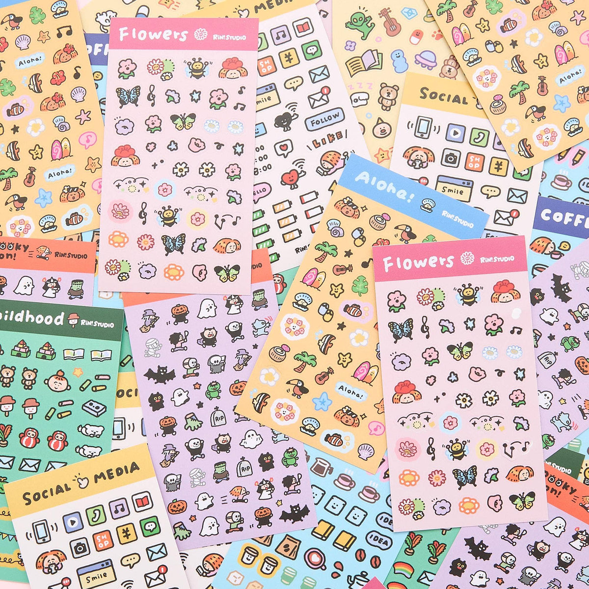 Mini Stickers - Coffee/Flower/Aloha/Halloween/Social Media/Dream/Childhood - RiN! Studio: Aloha