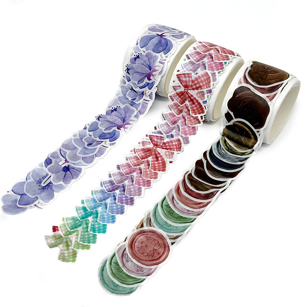 Wrapables Decorative Washi Sticker Rolls - Bows, Seals & Violets