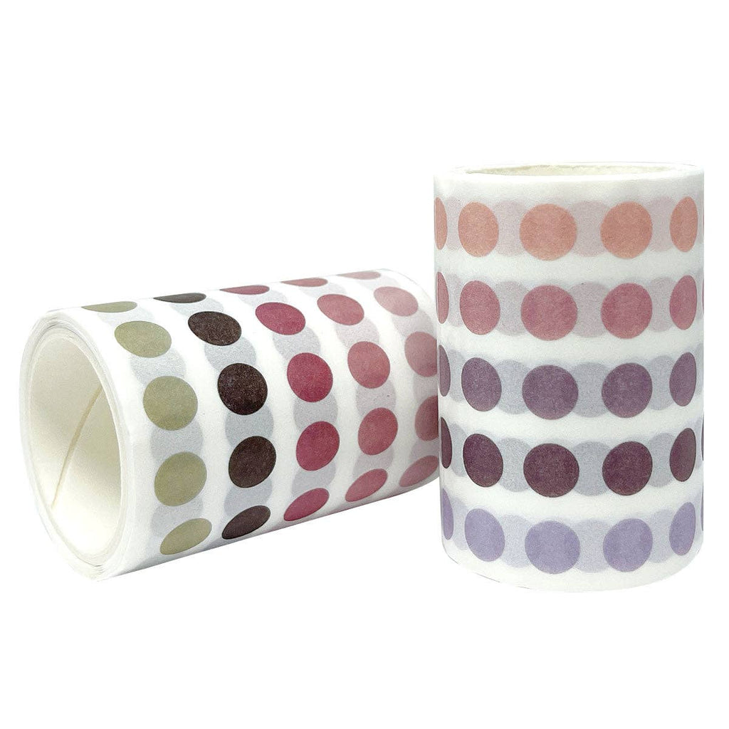 Wrapables Colorful Dots Washi Tape Set - Mauve & Pink