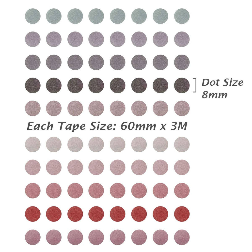 Wrapables Colorful Dots Washi Tape Set - Mauve & Pink
