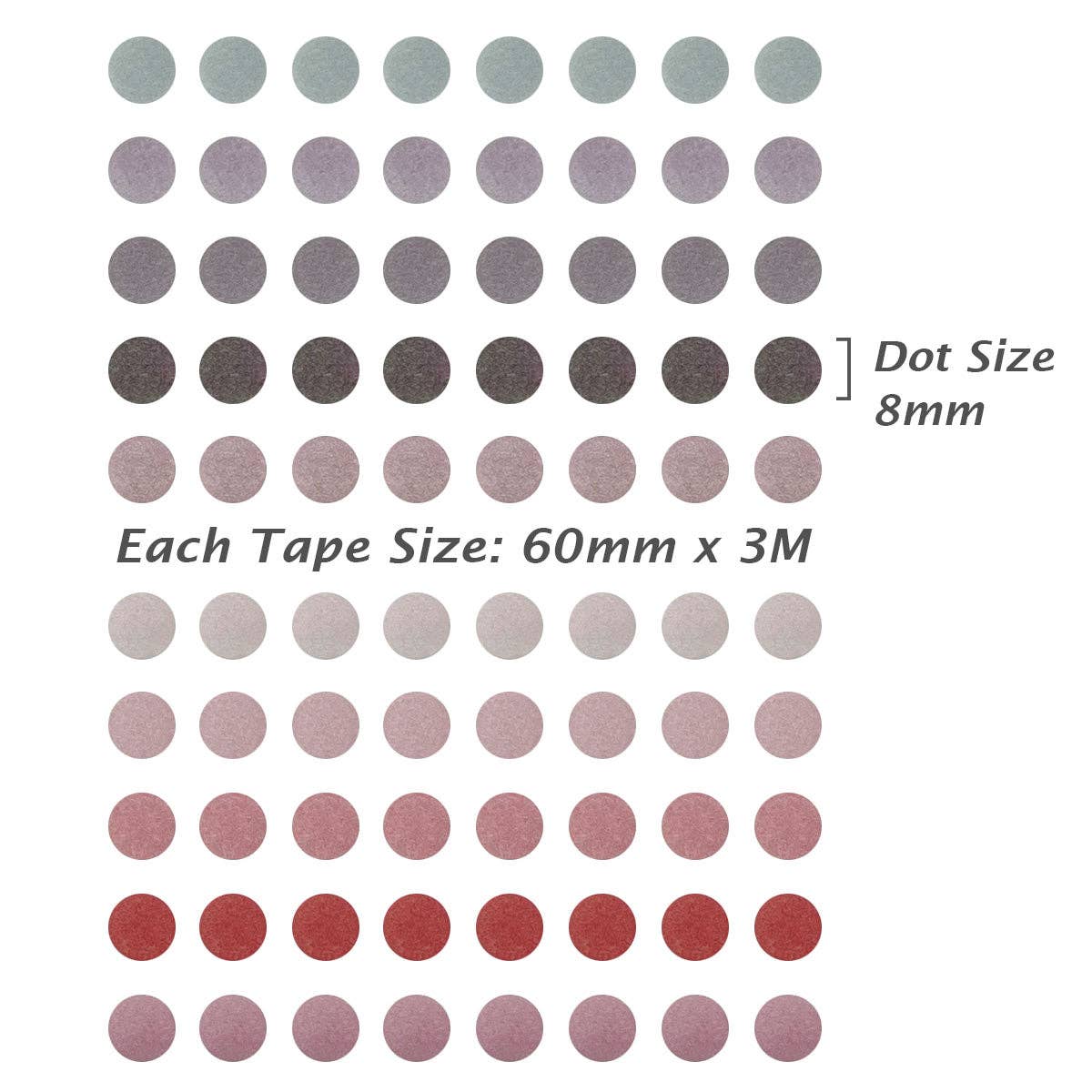 Wrapables Colorful Dots Washi Tape Set - Mauve & Pink