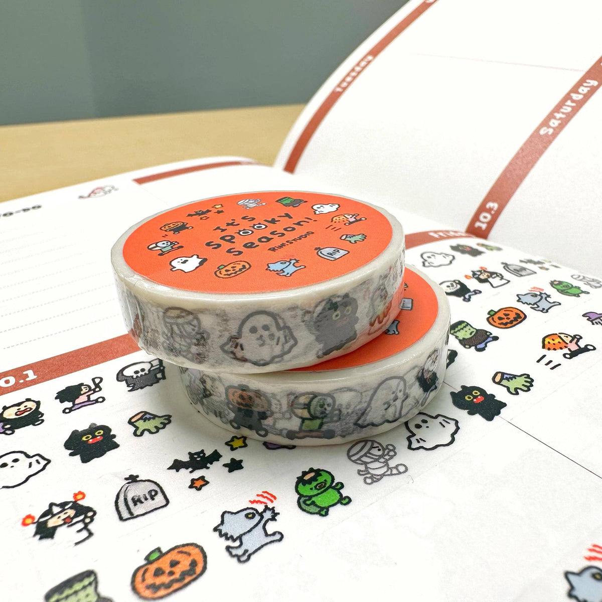 Hollaween mini Washi Tape - spooky season horror character RiN! Studio: Halloween