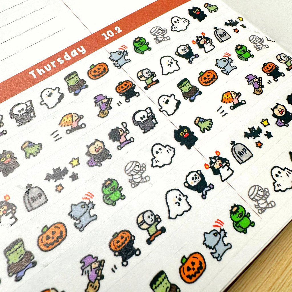 Hollaween mini Washi Tape - spooky season horror character RiN! Studio: Halloween