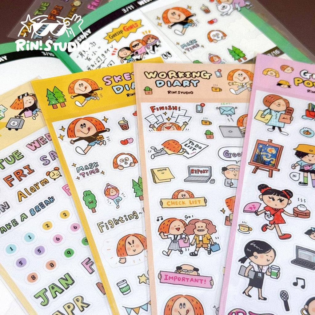 Working Diary Office Life Sticker Sheet | RIN! Studio