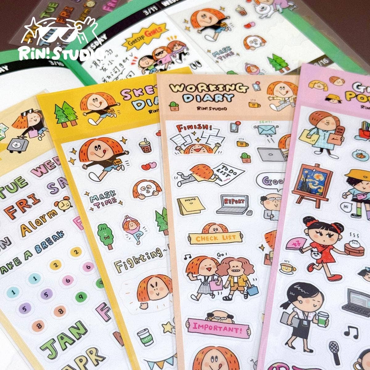 Working Diary Office Life Sticker Sheet | RIN! Studio