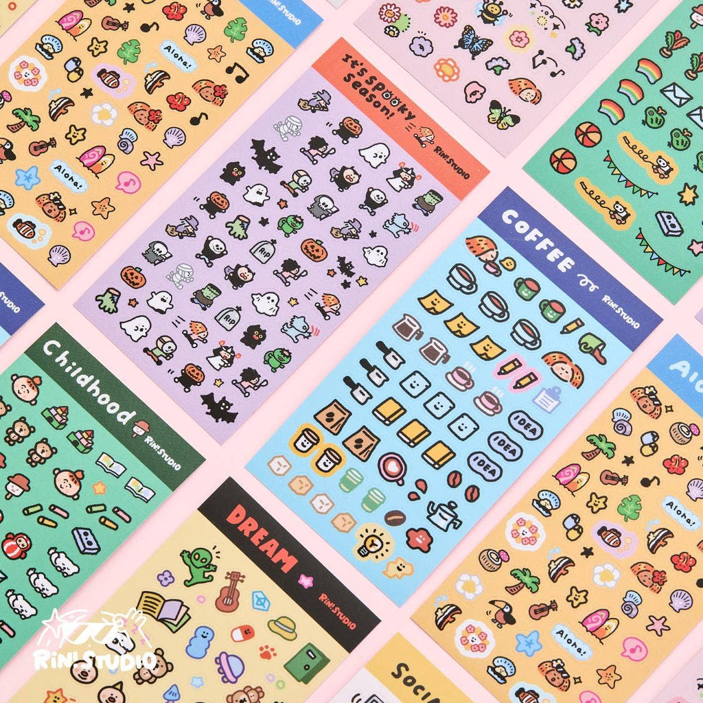 Mini Stickers - Coffee/Flower/Aloha/Halloween/Social Media/Dream/Childhood - RiN! Studio: Aloha