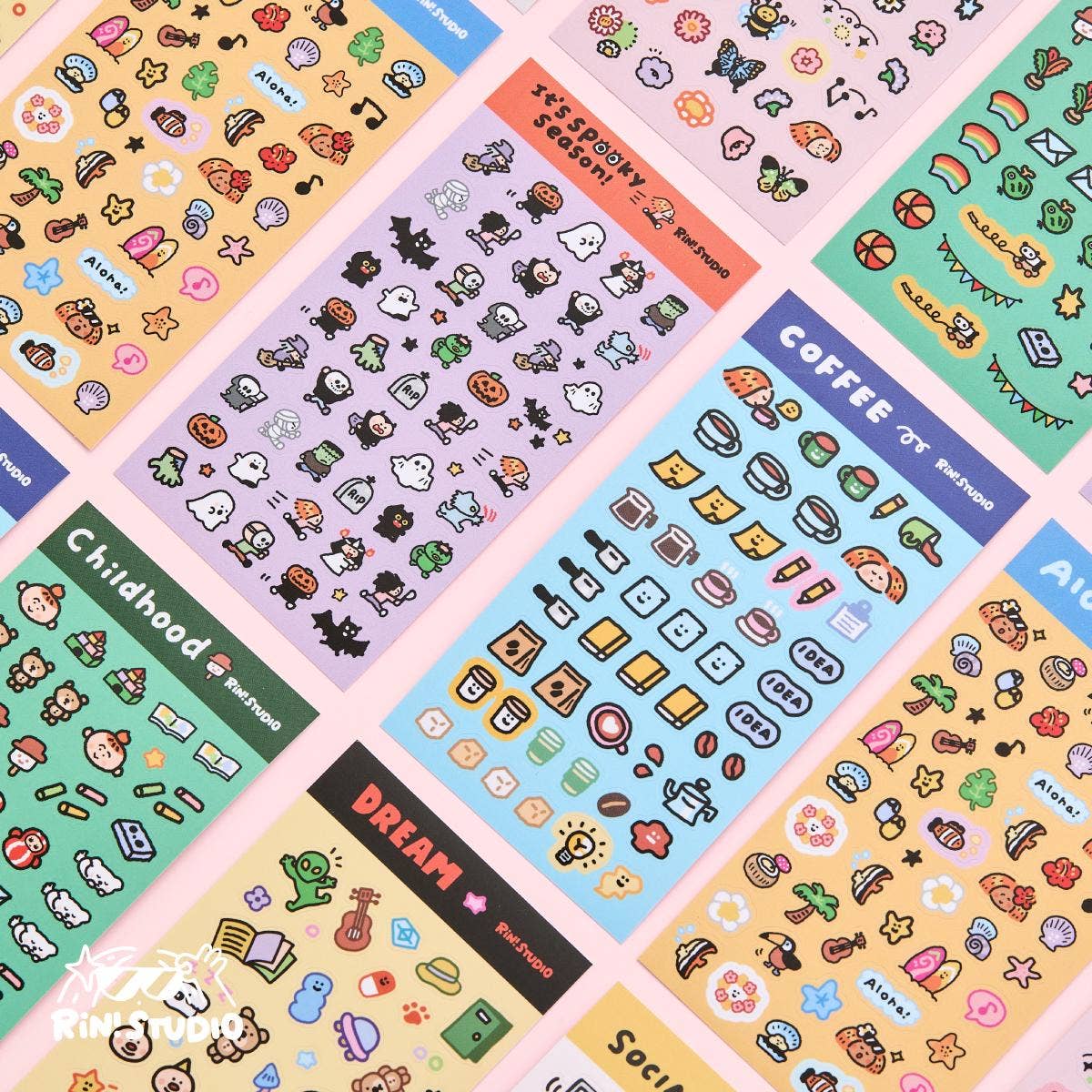 Mini Stickers - Coffee/Flower/Aloha/Halloween/Social Media/Dream/Childhood - RiN! Studio: Aloha
