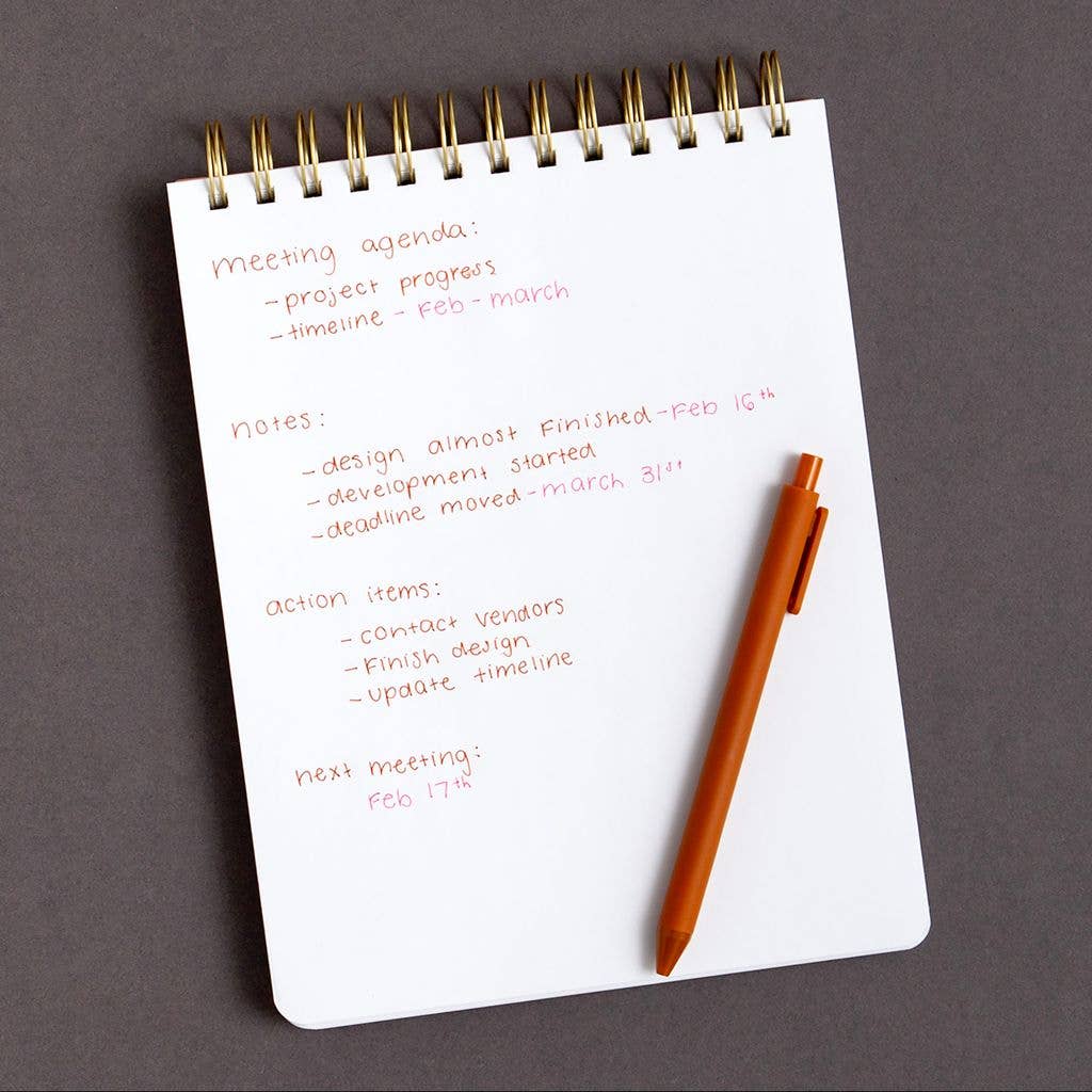 Meeting Notes Top Spiral 7x9 Notebook