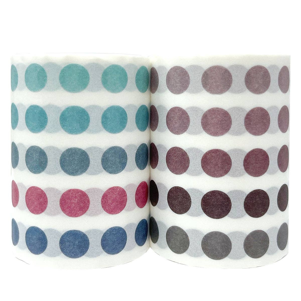 Wrapables Colorful Dots Washi Tape Set - Mauve & Pink