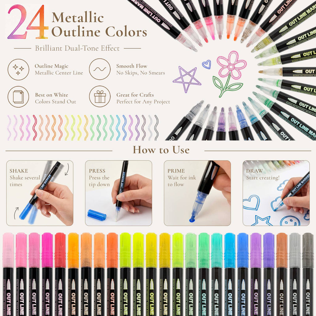 Wrapables 24ct Metallic Outline Markers