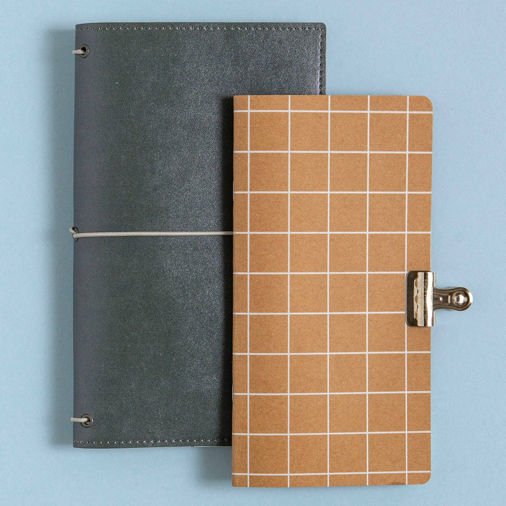Kraft Grid Traveler’s Notebook Insert | 40 Blank Pages