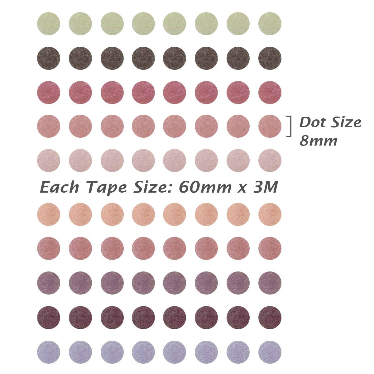 Wrapables Colorful Dots Washi Tape Set - Mauve & Pink