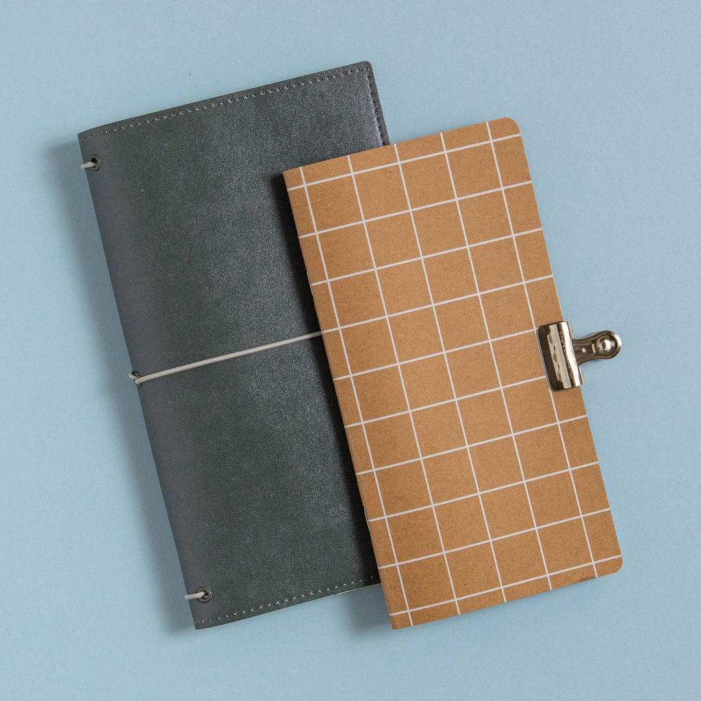 Kraft Grid Traveler’s Notebook Insert | 40 Blank Pages