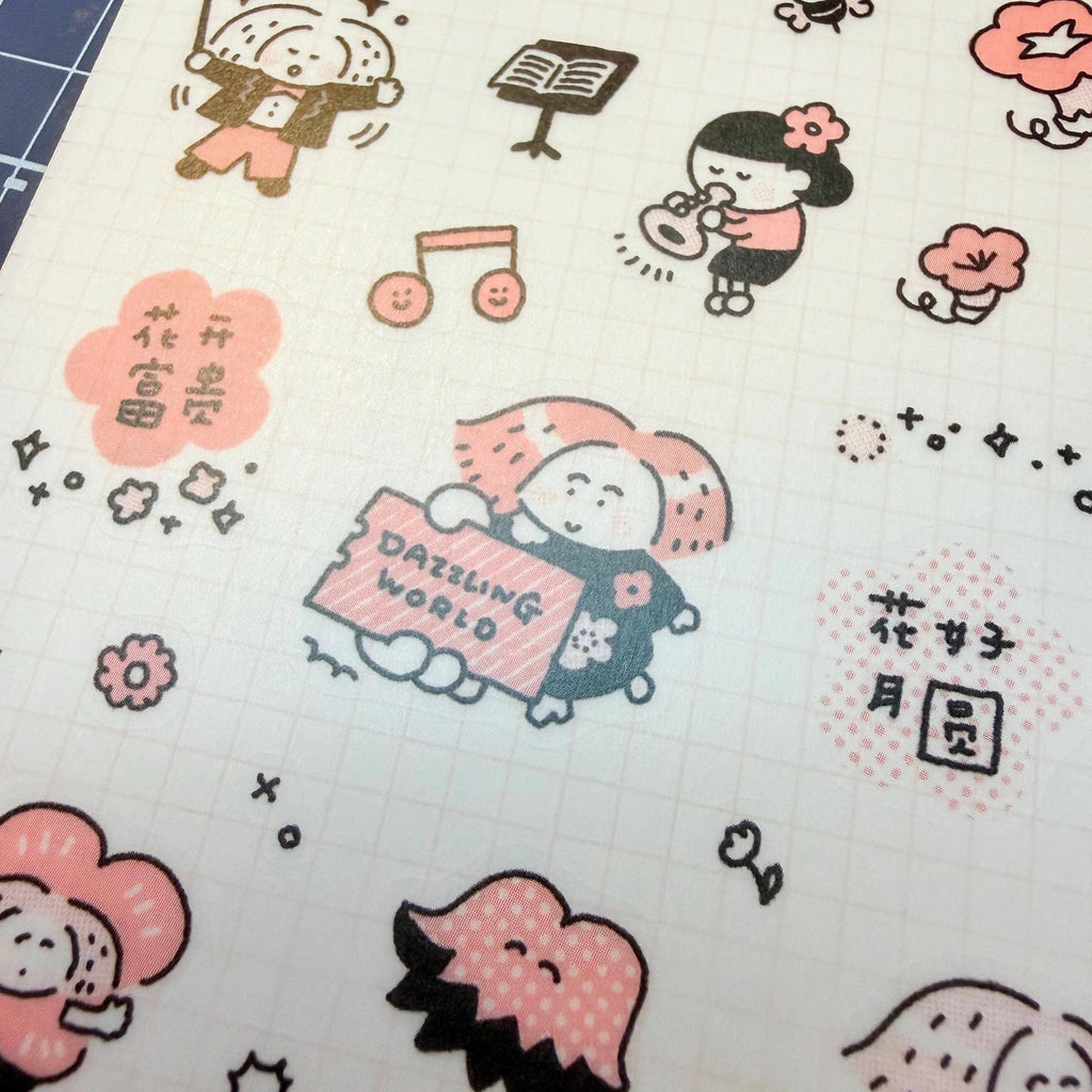 Flowers Sticker, Dazzling World Sticker, Monochrome Pink - RiN! Studio: Stickers
