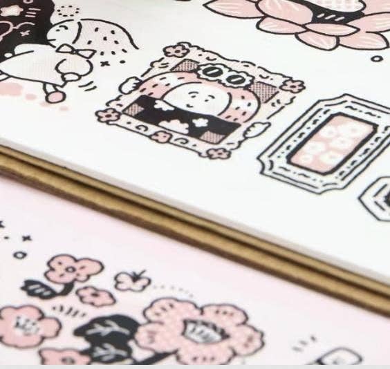 Flowers Sticker, Dazzling World Sticker, Monochrome Pink - RiN! Studio: Stickers